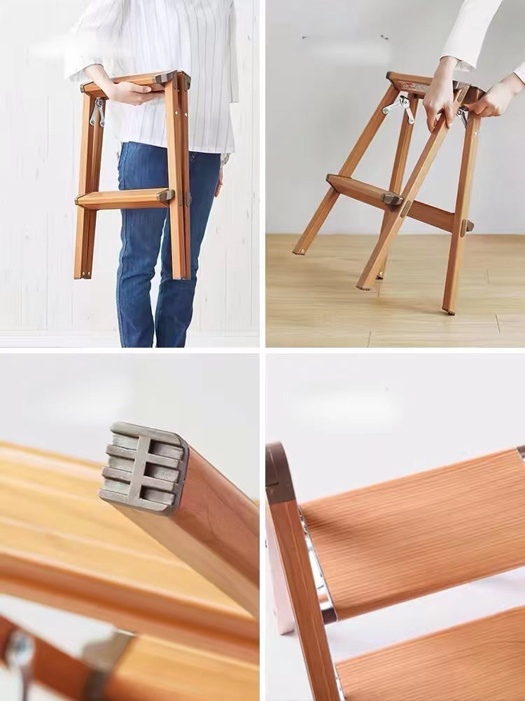 3 Step Wood Folding Ladder - 4 Seasons Home Gadgets