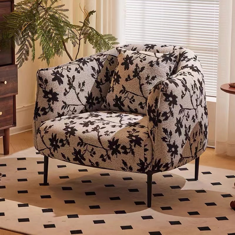 Anndi  Black & White Floral Accent Chair With Ottoman Set - 4 Seasons Home Gadgets