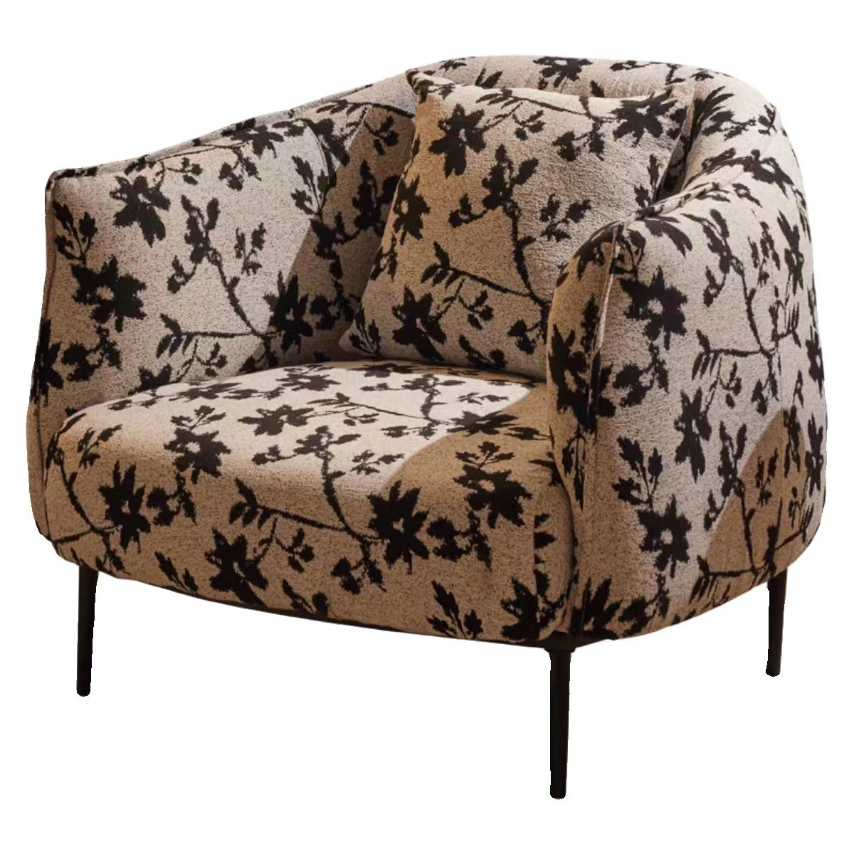 Anndi  Black & White Floral Accent Chair With Ottoman Set - 4 Seasons Home Gadgets