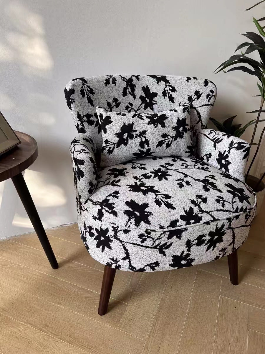 Anndi  Black & White Floral Accent Chair With Ottoman Set - 4 Seasons Home Gadgets