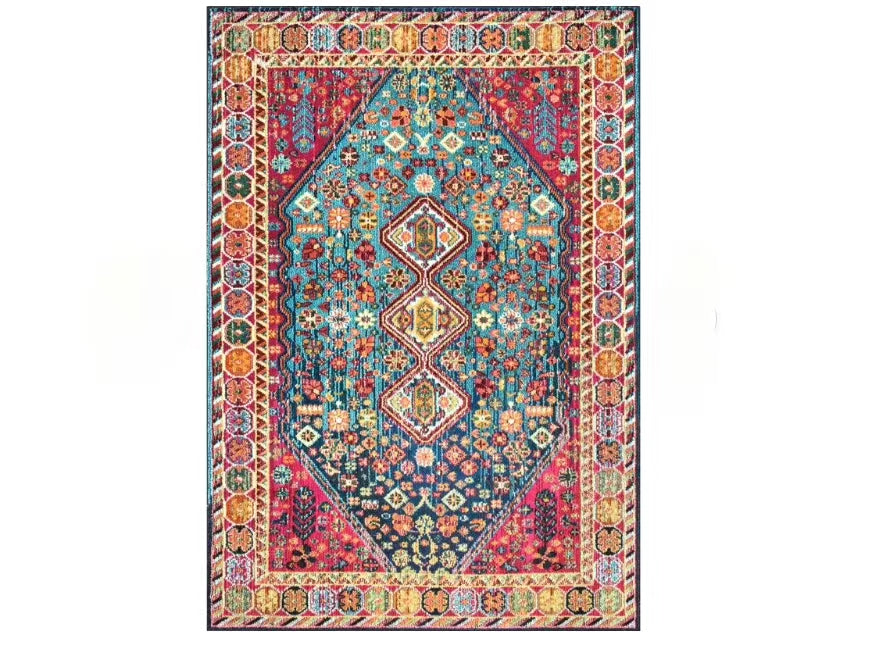 Bohemian Blue Pink Orange Rug - 4 Seasons Home Gadgets