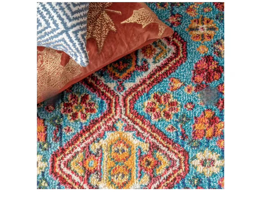 Bohemian Blue Pink Orange Rug - 4 Seasons Home Gadgets