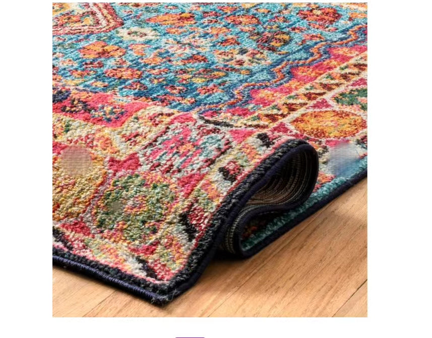 Bohemian Blue Pink Orange Rug - 4 Seasons Home Gadgets