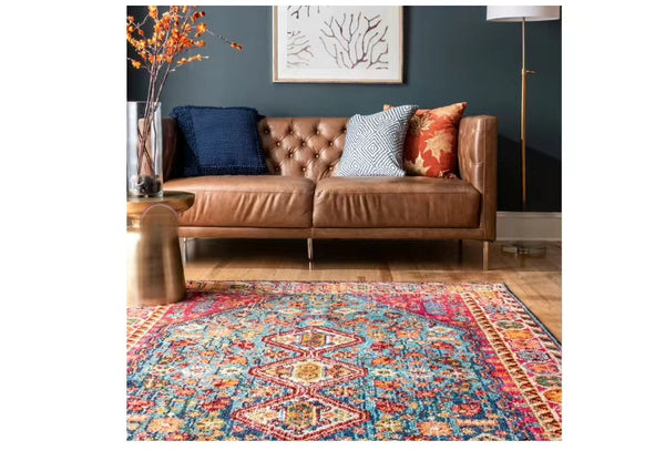 Bohemian Blue Pink Orange Rug - 4 Seasons Home Gadgets