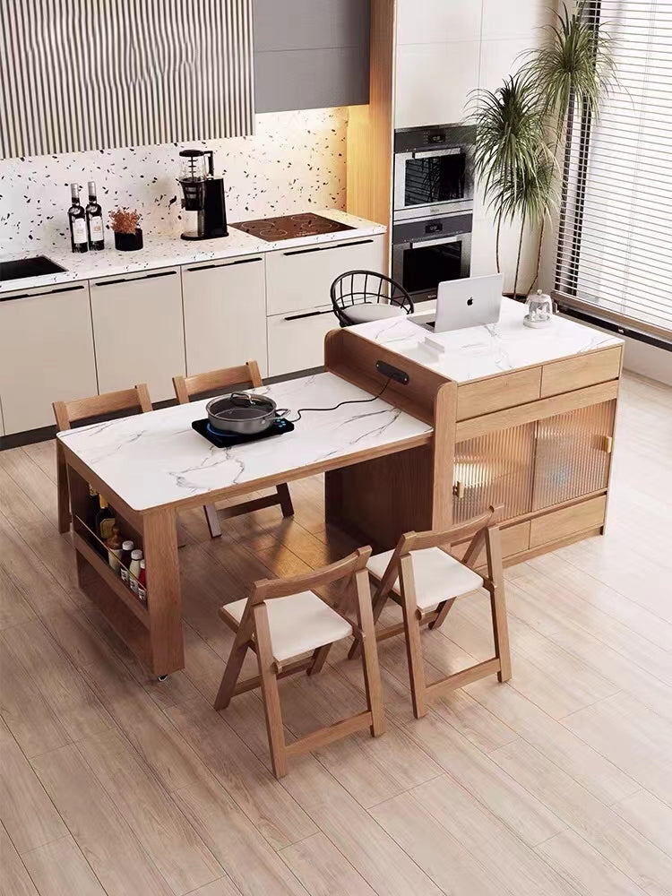 Brushed Oak Solid Wood Kitchen Island - 4 Seasons Home Gadgets