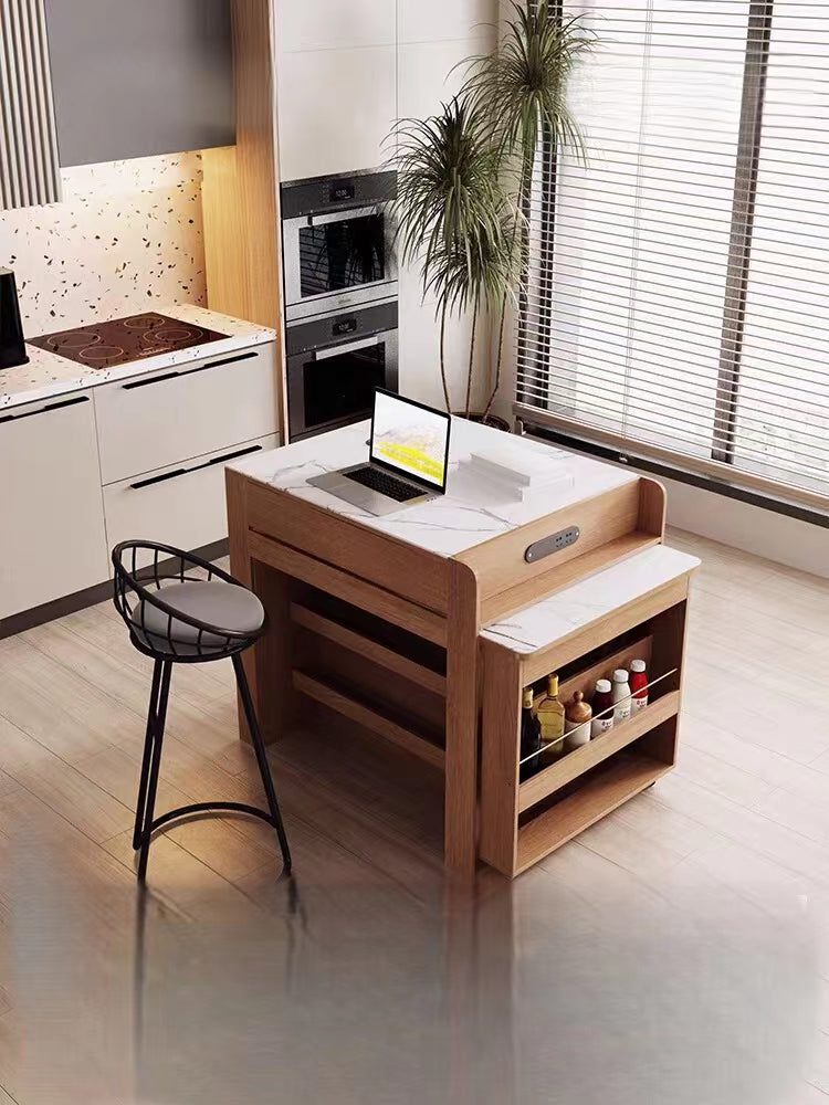 Brushed Oak Solid Wood Kitchen Island - 4 Seasons Home Gadgets