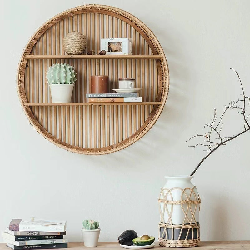 Circle Bamboo Solid Wood Accent Shelf - 4 Seasons Home Gadgets