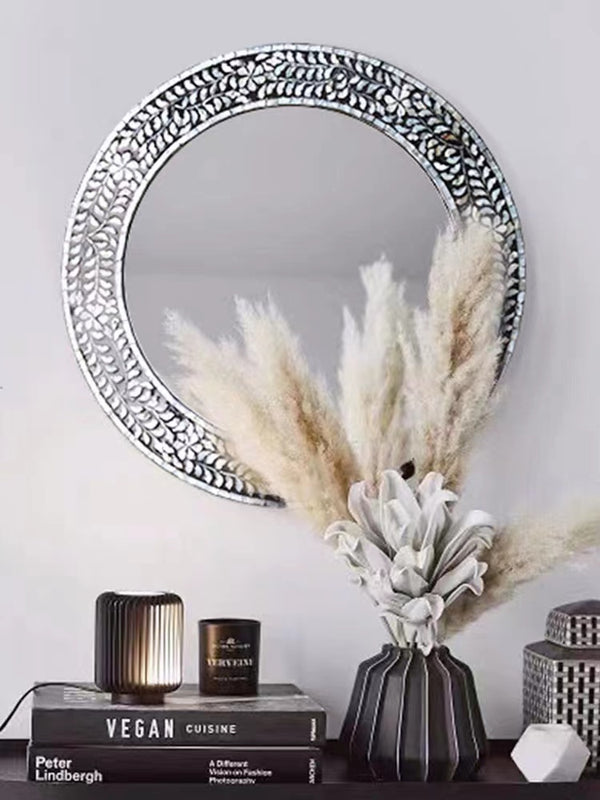 Conradine Round Pearl Wall Mirror - 4 Seasons Home Gadgets