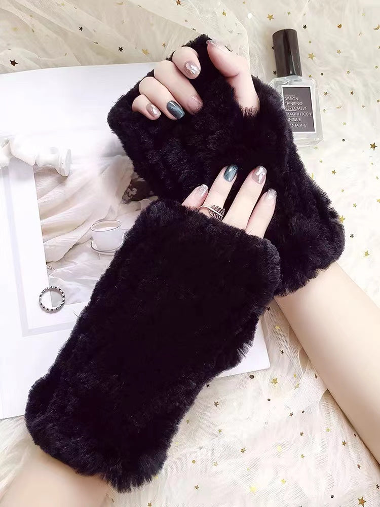 Faux Fur Warm Soft Fingerless Warmer Gloves - 4 Seasons Home Gadgets