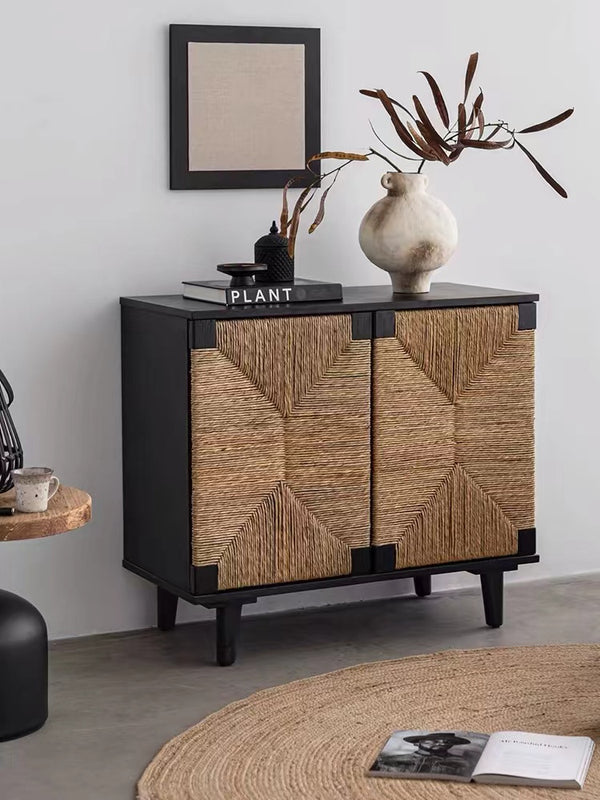 Handcrafted Seagrass 2 Door Accent Chest - 4 Seasons Home Gadgets