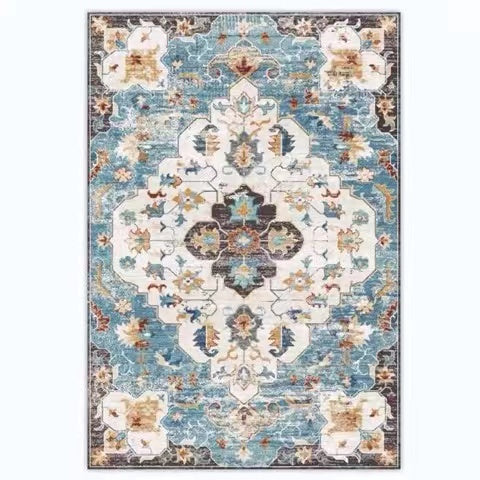 Jacquoline Oriental Blue Soft Rug - 4 Seasons Home Gadgets