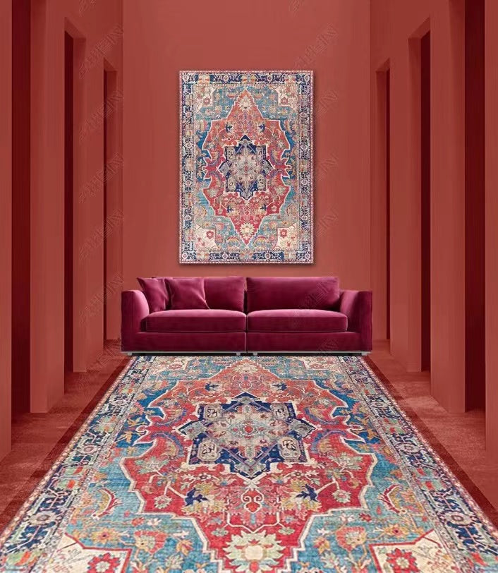 Jacquoline Oriental Blue Soft Rug - 4 Seasons Home Gadgets