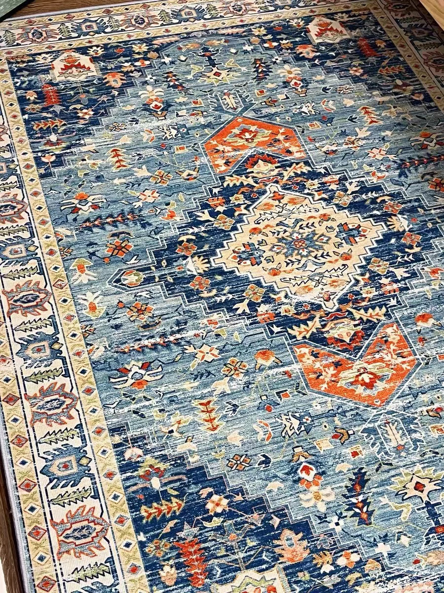 Jacquoline Oriental Blue Soft Rug - 4 Seasons Home Gadgets