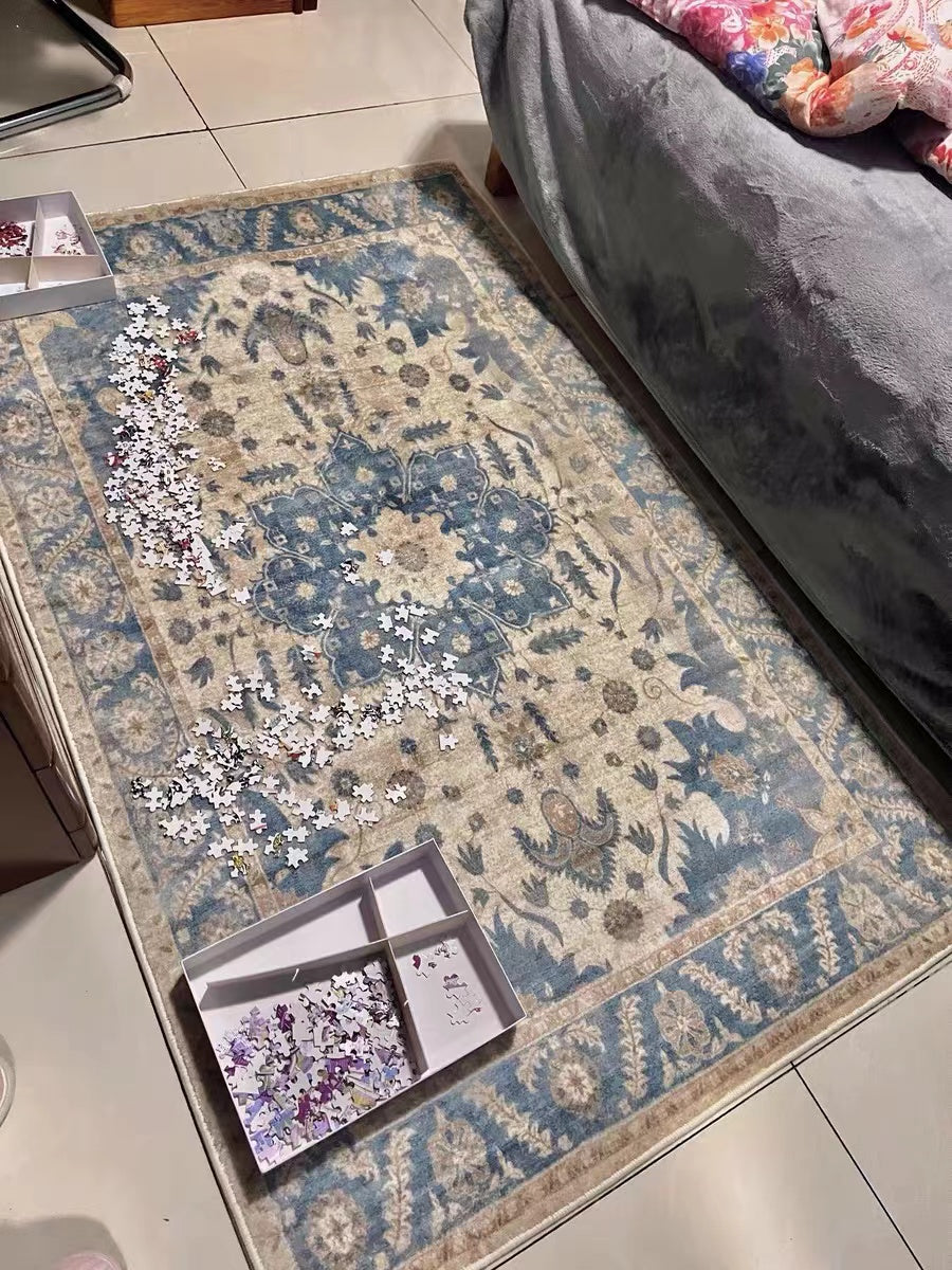 Jacquoline Oriental Blue Soft Rug - 4 Seasons Home Gadgets