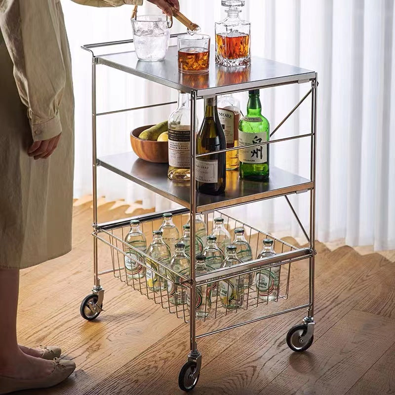 Joey Wide Rolling Kitchen Cart with Stainless Steel Top - 4 Seasons Home Gadgets