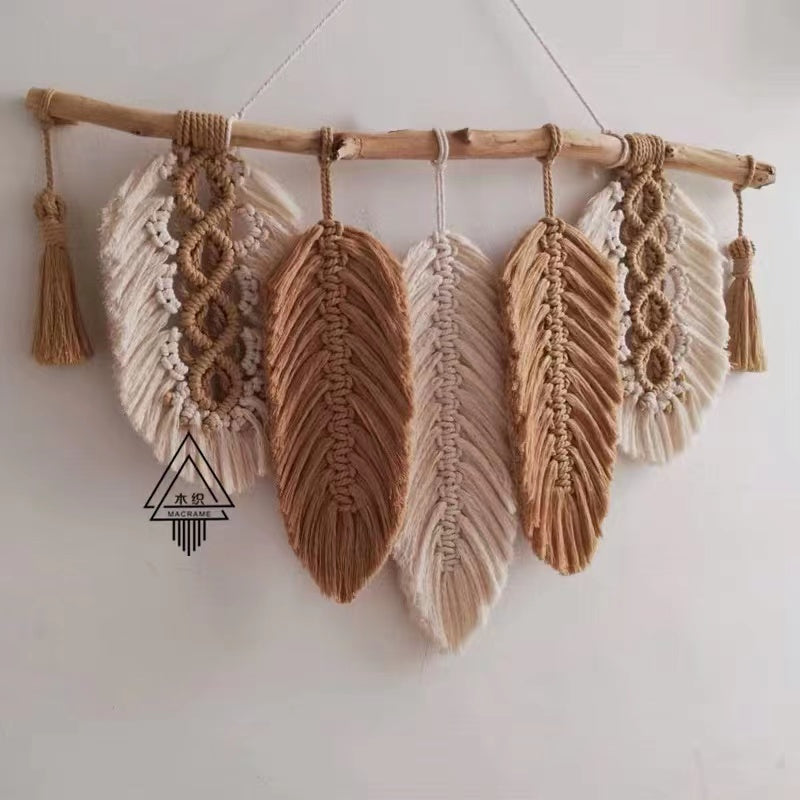 Knitted Leaf On A Branch Wall Decor - 4 Seasons Home Gadgets