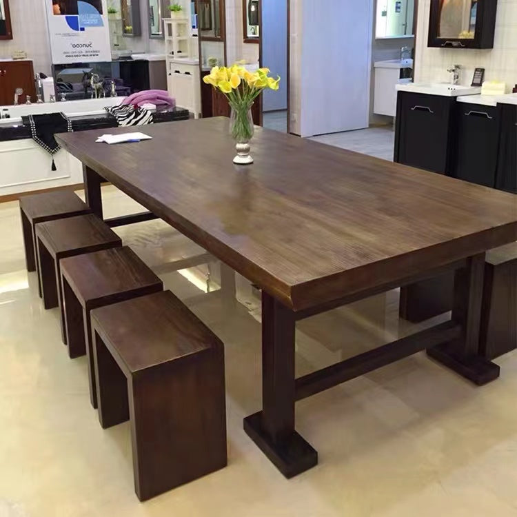 Marlee Rubber Wood and Solid Wood Dining Table - 4 Seasons Home Gadgets