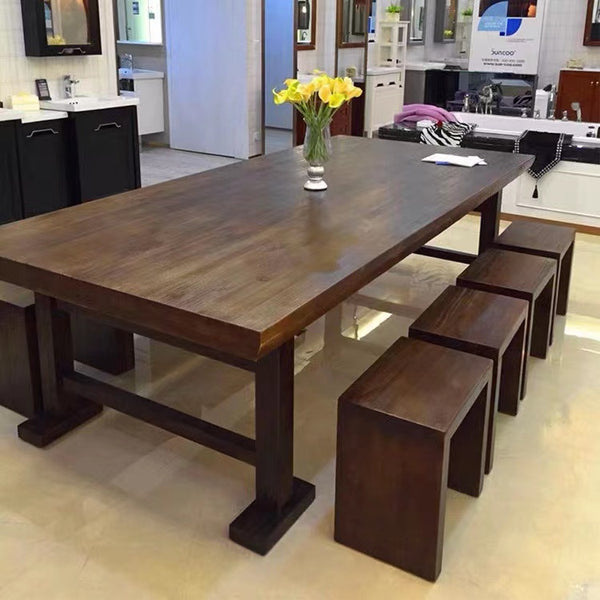 Marlee Rubber Wood and Solid Wood Dining Table - 4 Seasons Home Gadgets