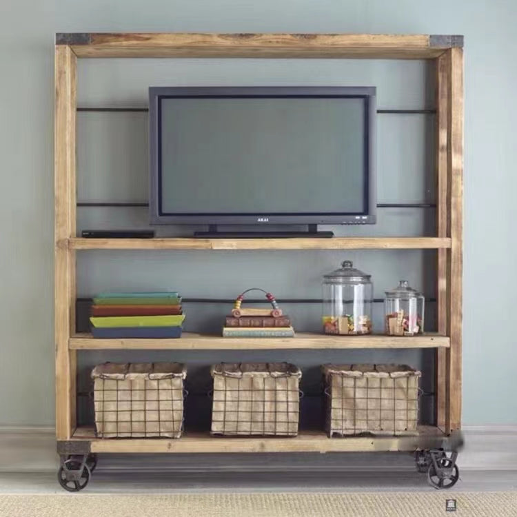 Rayden Steel Media Console Etagere Bookcase - 4 Seasons Home Gadgets