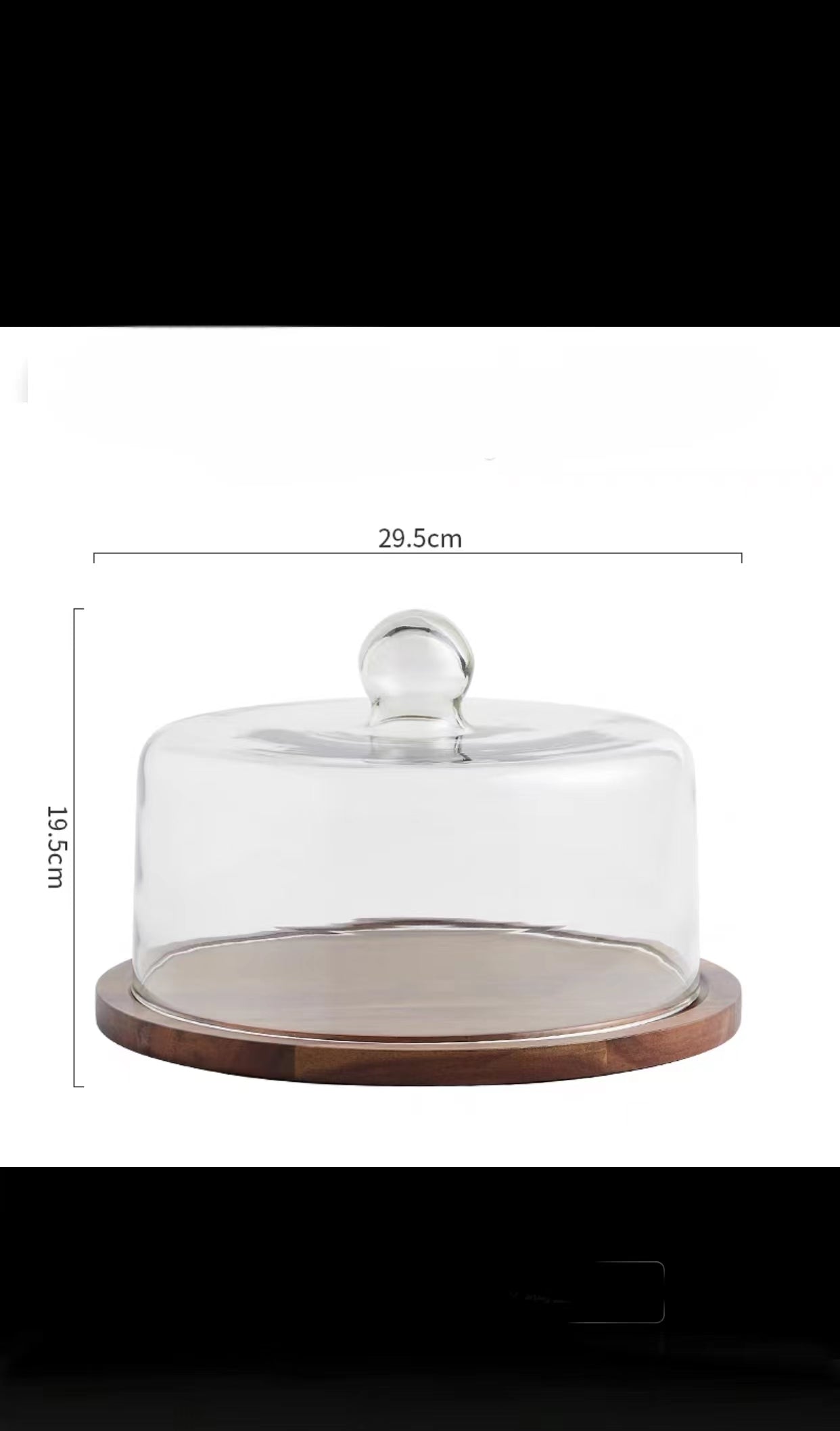 Round Wood Server Cake Stand with Dome Glass Cover - 4 Seasons Home Gadgets