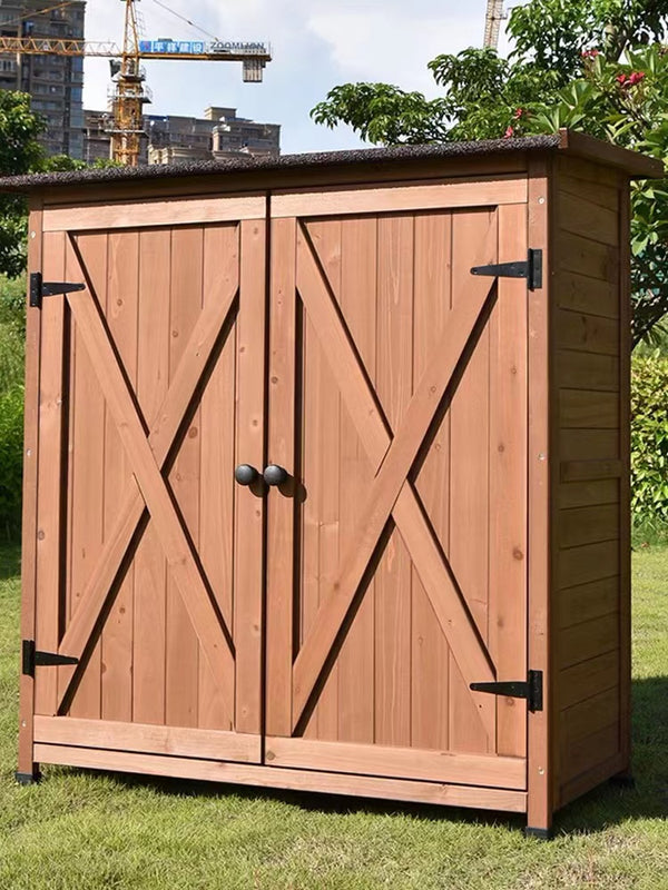 Solid Wood Vertical Tool Shed - 4 Seasons Home Gadgets