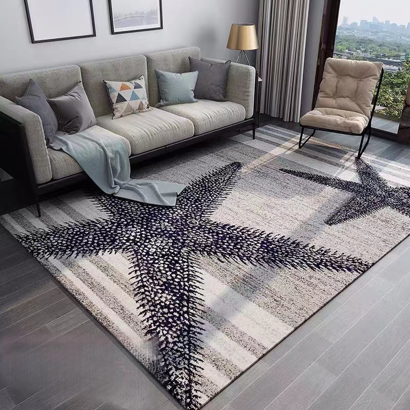 Starfish and Striped Gray Rug - 4 Seasons Home Gadgets