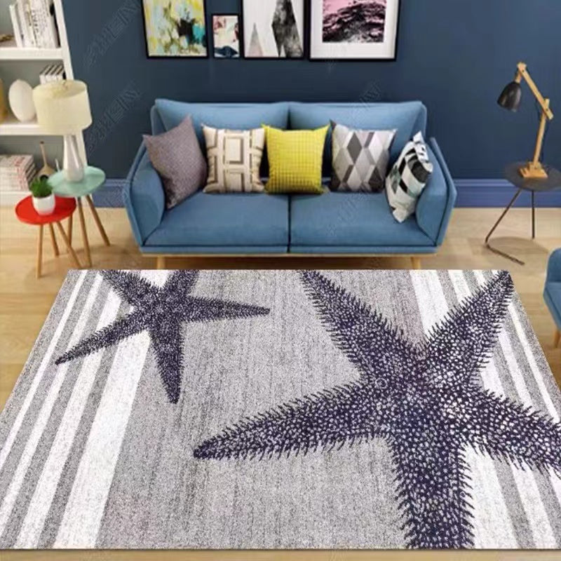 Starfish and Striped Gray Rug - 4 Seasons Home Gadgets