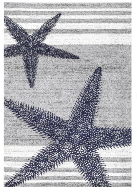 Starfish and Striped Gray Rug - 4 Seasons Home Gadgets