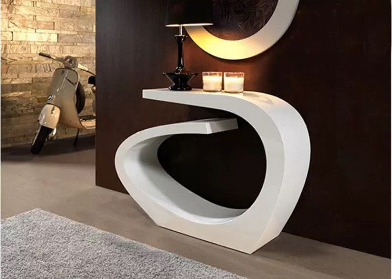 120cm Abstract White Console Table - 4 Seasons Home Gadgets