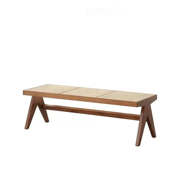 135cm Solid Wood and Rattan Bench - 4 Seasons Home Gadgets