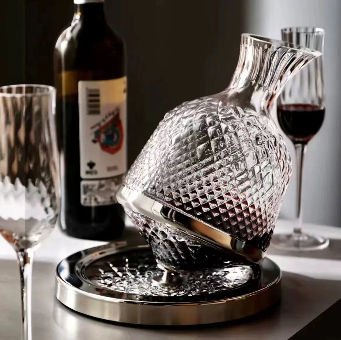 1500 ML Crystal Wine Decanter With Stand - 4 Seasons Home Gadgets