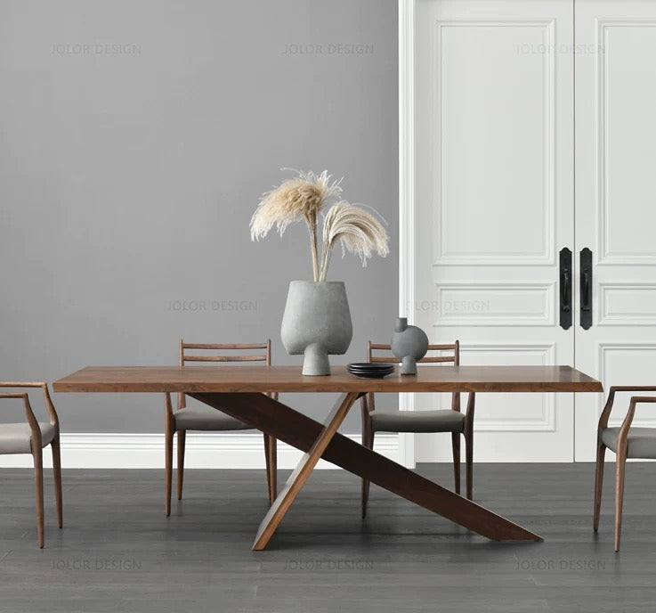 160-240cm Ingrid Walnut Solid Wood Dining Table - 4 Seasons Home Gadgets