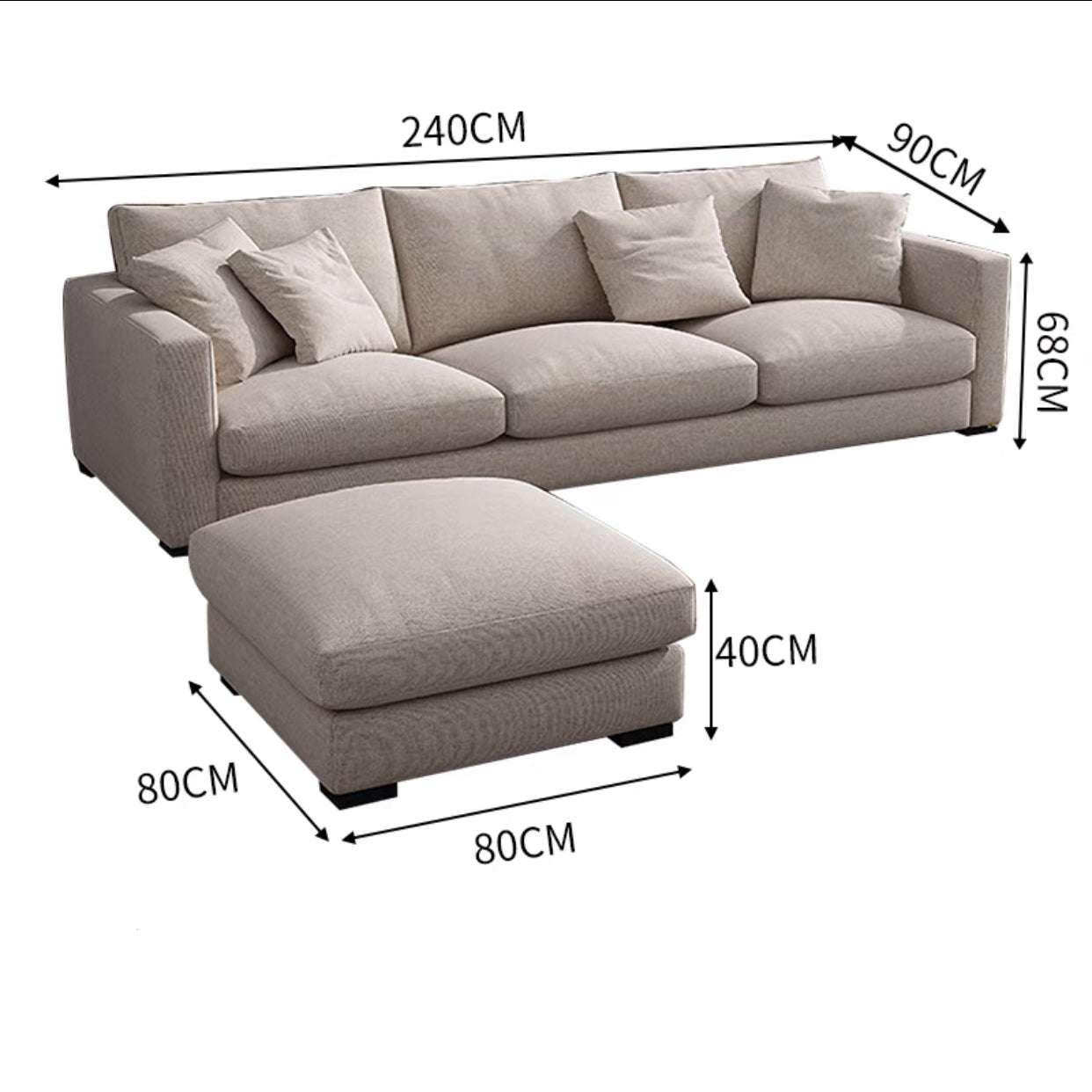 210cm 3 Pieces Lonsdale Chaise Sectional Sofa Set - 4 Seasons Home Gadgets