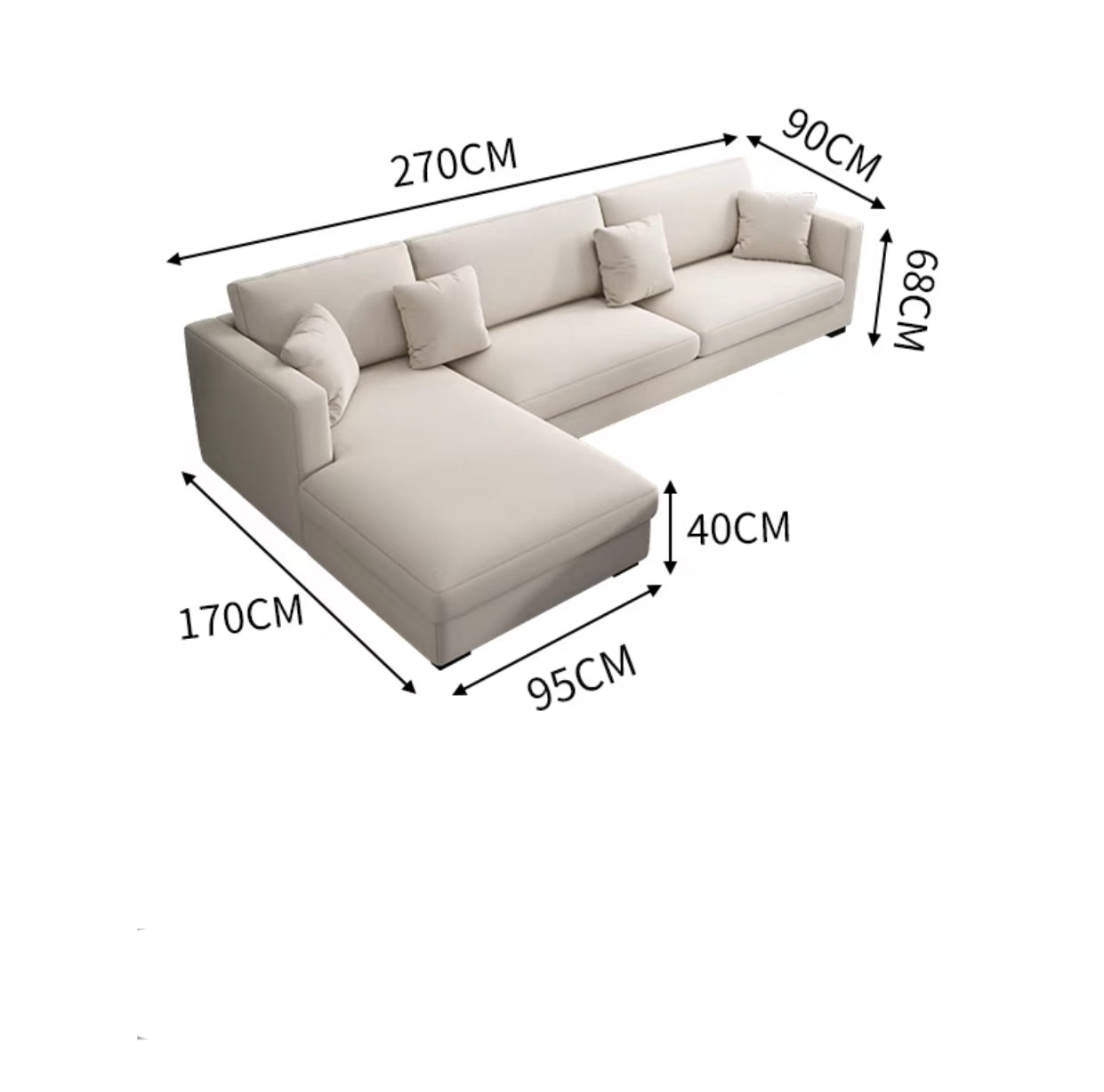 210cm 3 Pieces Lonsdale Chaise Sectional Sofa Set - 4 Seasons Home Gadgets