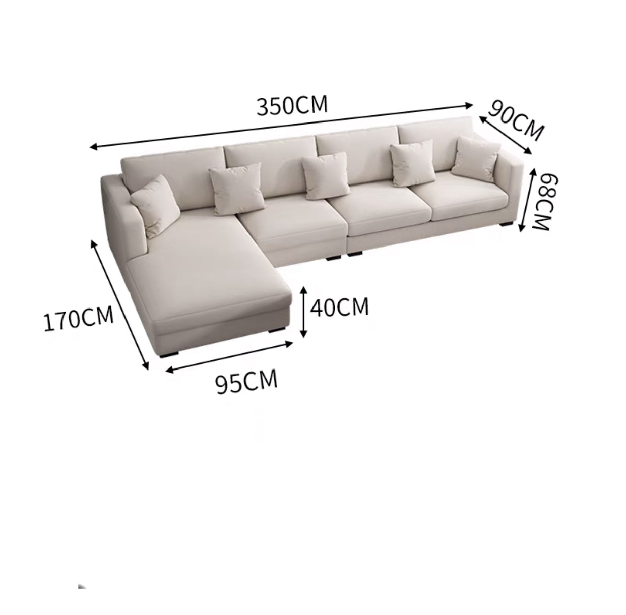 210cm 3 Pieces Lonsdale Chaise Sectional Sofa Set - 4 Seasons Home Gadgets