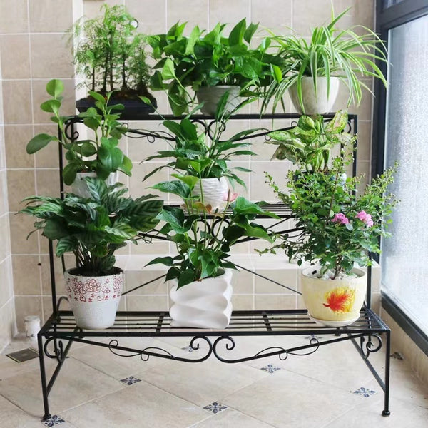 3-Tier Metal Plant Rack Garden Shelf In Stair Style - 4 Seasons Home Gadgets