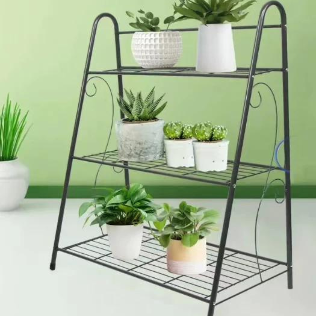 3 Tier Ladder Shaped Metal Plant Stand - 4 Seasons Home Gadgets