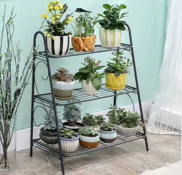 3 Tier Ladder Shaped Metal Plant Stand - 4 Seasons Home Gadgets