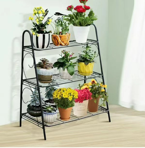 3 Tier Ladder Shaped Metal Plant Stand - 4 Seasons Home Gadgets