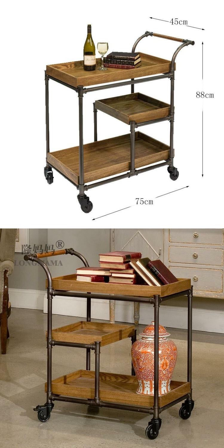 3 Tiers Wood Bar Cart - 4 Seasons Home Gadgets