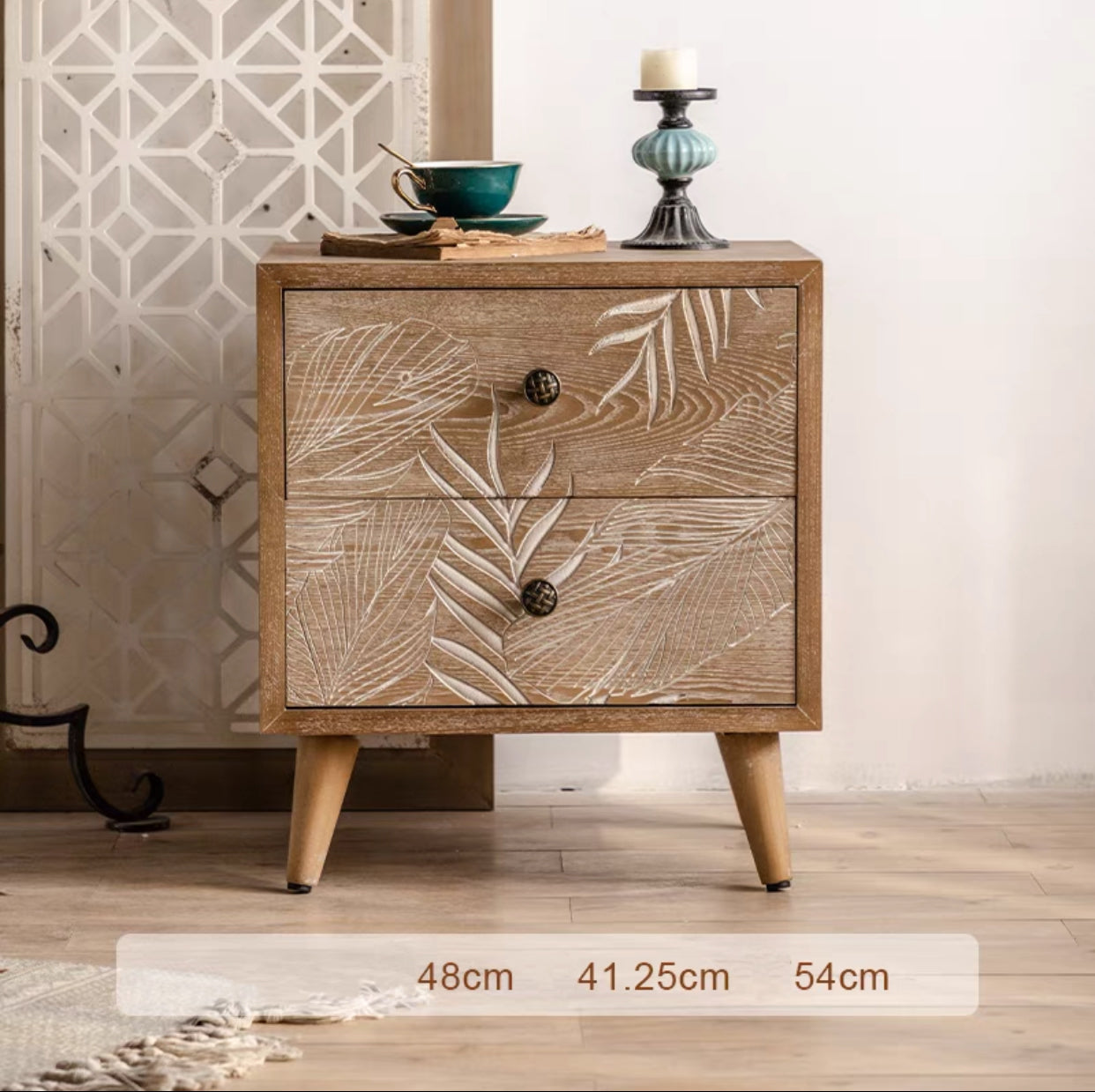 48cm Small Wood Drawer Nightstand - 4 Seasons Home Gadgets