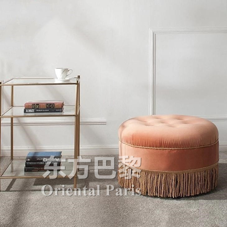 Wide Tufted Peach Round Cocktail Ottoman - 4 Seasons Home Gadgets