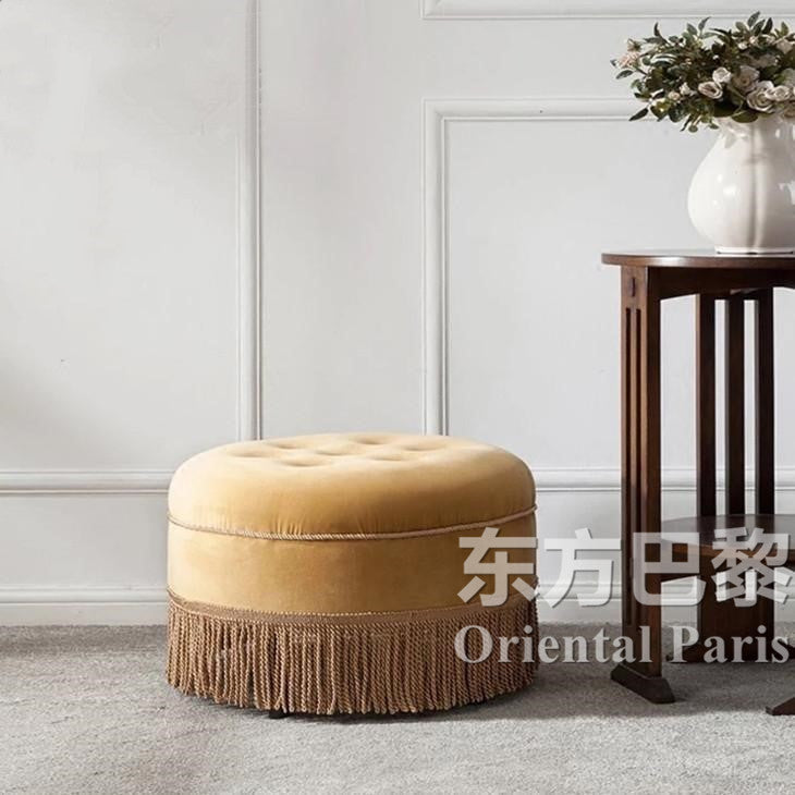 Wide Tufted Peach Round Cocktail Ottoman - 4 Seasons Home Gadgets