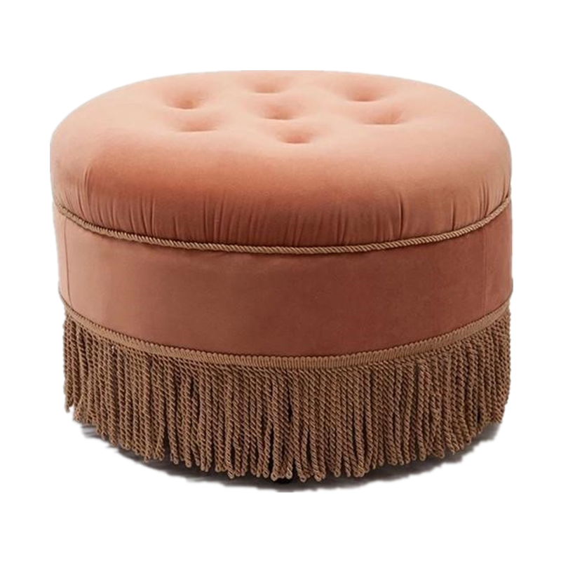 Wide Tufted Peach Round Cocktail Ottoman - 4 Seasons Home Gadgets