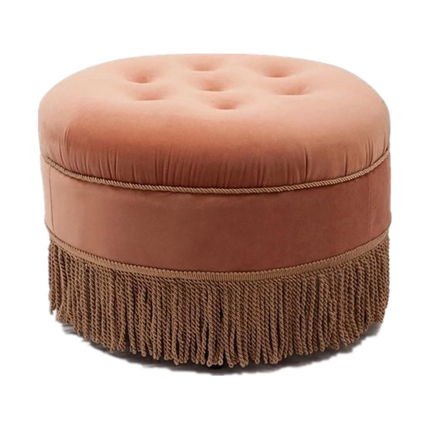 Wide Tufted Peach Round Cocktail Ottoman - 4 Seasons Home Gadgets