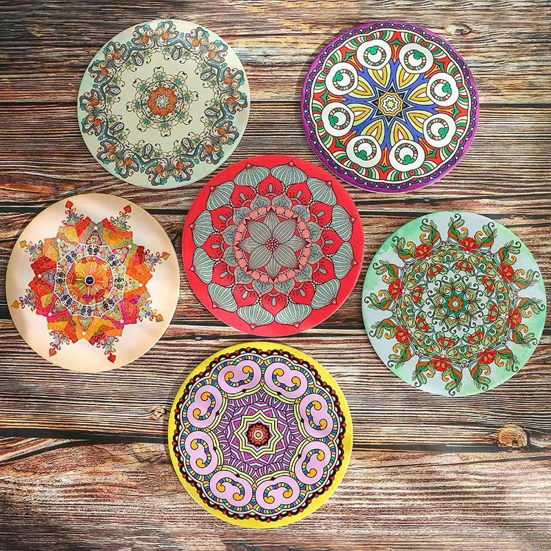 6 Bohemian Ceramic Table Cork Mat Set - 4 Seasons Home Gadgets