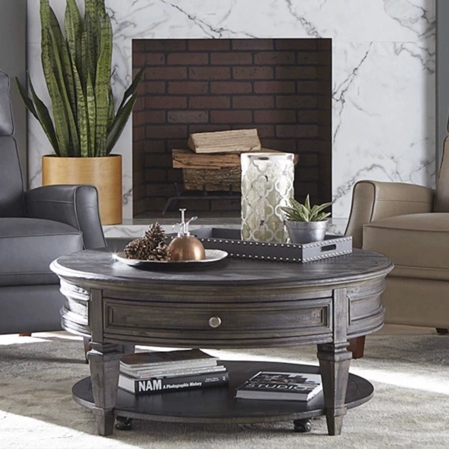 80-110cm Round Coffee Table with Storage - 4 Seasons Home Gadgets