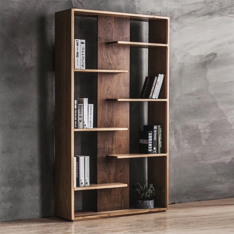 80-130cm Solid Wood Geometric Bookcase - 4 Seasons Home Gadgets