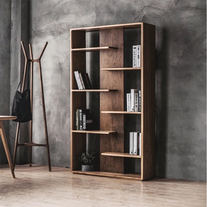 80-130cm Solid Wood Geometric Bookcase - 4 Seasons Home Gadgets