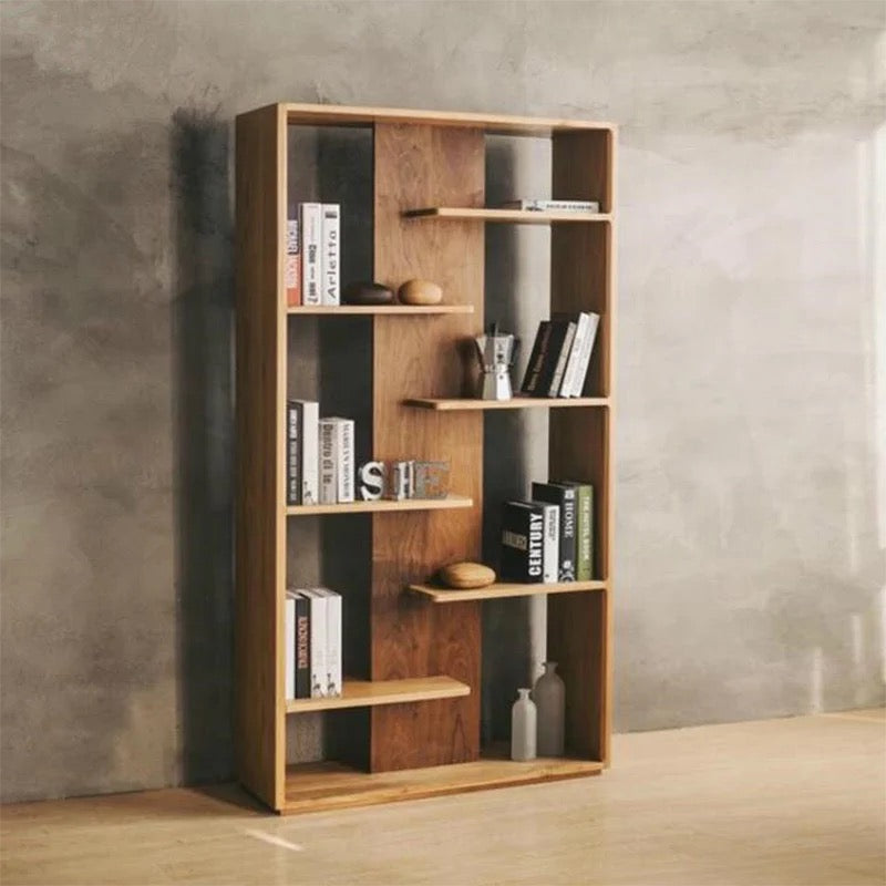 80-130cm Solid Wood Geometric Bookcase - 4 Seasons Home Gadgets